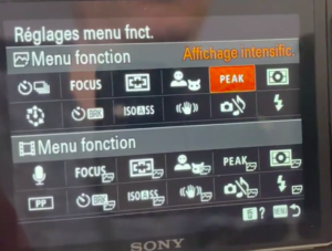Configuration du menu fnct Sony