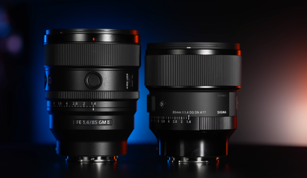 Comparaison de la taille du Sony 85mm f1.4 GM II avec le Sigma 85mm f1.4 DC DN