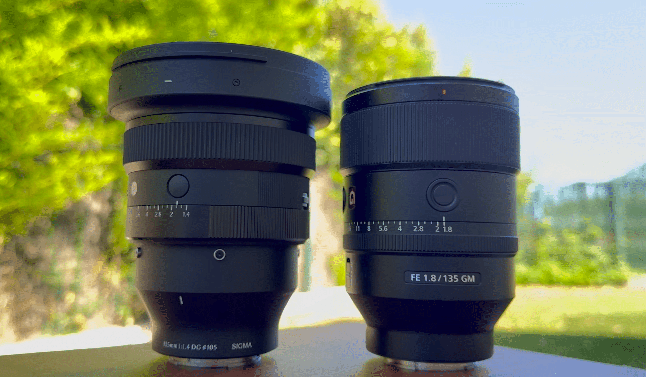 Comparaison taille Sigma 135mm f1.4 vs Sony 135mm f1.8 